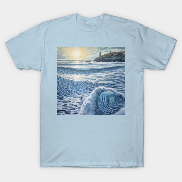 Sunset Surfing at Fistral T-Shirt by EpicFoxArt